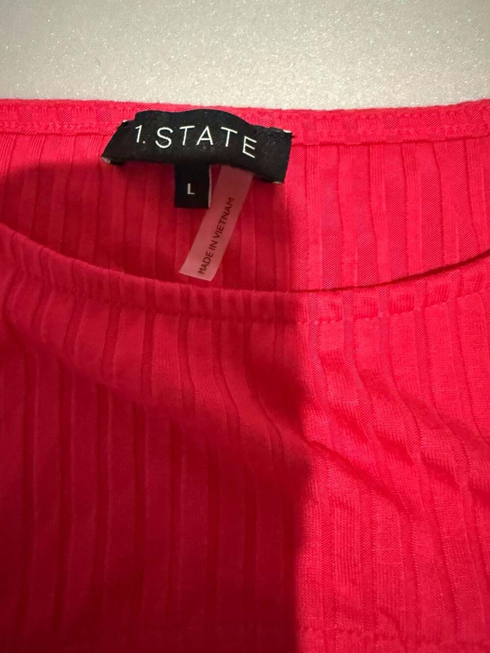1.STATE Cutout Sleeve Ribbed Top Size L Rose Blossom NWT